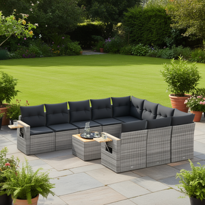 Juego de Sofás de Jardín de Ratán Gris, Muebles de Exterior para 8 Personas, Diseño Contemporáneo, Material Resistente a los Rayos UV y Duradero - Product Image 2