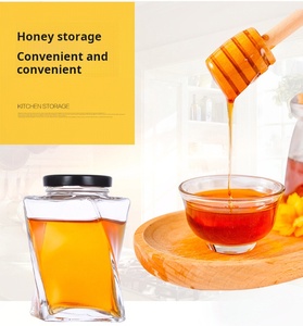 Thiết Kế Độc Đáo Rỗng Kín Dày Mật Ong Thực Phẩm Lưu Trữ <span class=keywords><strong>360Ml</strong></span> Contorted Hình Thủy Tinh Mứt Và Thạch Lọ Với Kim Loại Nắp - Product Image 4
