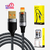 Cable de Carga Rápida Wonderphon YLC-043 de 60W con Conector USB de 8 Pines, Revestimiento de TPE Transparente y Ecológico para iPhone y Teléfonos Móviles Samsung
