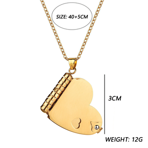 Collar de Clavícula con Colgantes de Libro en Blanco Grabados con Láser, Regalo DIY <span class=keywords><strong>para</strong></span> el Dí<span class=keywords><strong>a</strong></span> de San Valentín, Collar de Corazón Conmemorativo <span class=keywords><strong>para</strong></span> Parejas, Tendencia Amor - Product Image 4