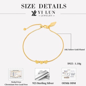 Elegante bracciale con cuore placcato in oro per le donne regolabile 925 argento Sterling Design minimalista perfetto regalo di nozze - Product Image 5