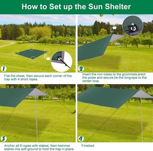 Hamac de camping avec bâche de protection contre la pluie, <span class=keywords><strong>moustiquaire</strong></span>, tente imperméable, pour pique-nique et activités de plein air, en tissu Oxford, avec cadre en aluminium, coupe-vent et anti-UV - Product Image 3