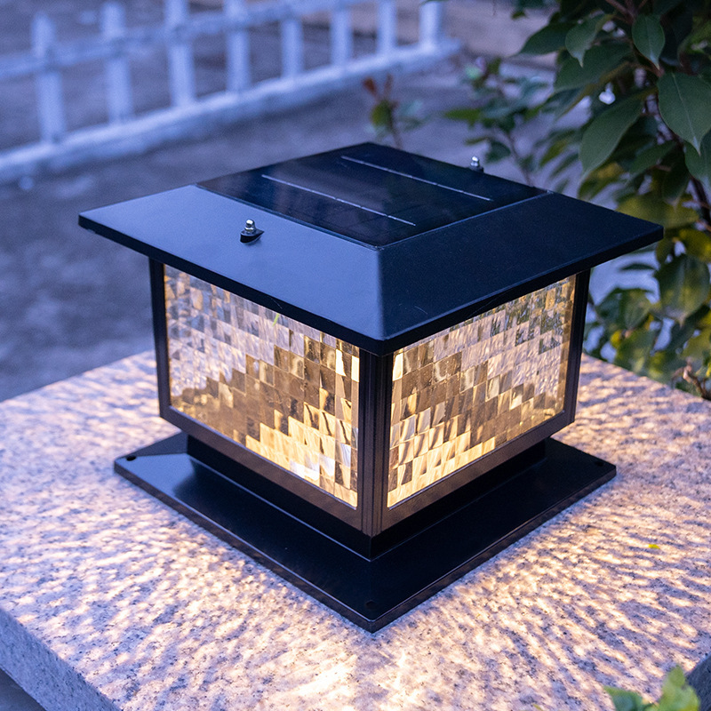 Outdoor Solar LED Pillar Light Small Waterproof IP65 Chinese Style Wall-Mounted Garden & Courtyard Atmosphere