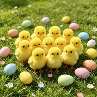 Mini décorations de poussins jaunes moelleux, figurines de poulets pompons pour la décoration de fête de Pâques et fournitures de bricolage
