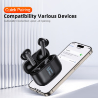 Écouteurs sans fil QERE E50 2026 avec affichage numérique, étanches, intra-auriculaires, chipset JL, latence de 60 ms, codec AAC