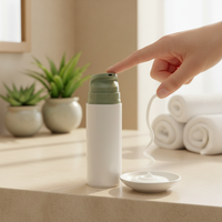 SUNJULY SJAB10 Flacon pompe à vide PP pour sérum et crème, tailles 30ml/50ml/100ml, capuchon blanc transparent, pulvérisateur sans air
