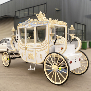 High Quality Luxury Gold 4 Wheels Horseless Electric CE Certified Wedding carriage Royal Carriage for Sale - Product Image 5