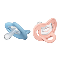 Sucette en silicone bicolore avec conception de mamelon sûre et douce pour bébé de 0 à 12 mois sans latex