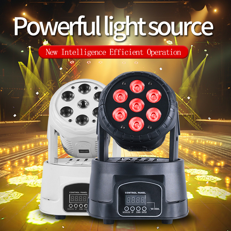 7*10W LED Moving Head Lights RGBW DMX512 IP33 Rated High Full Color Moving Head Light Stage Light Rotating Dyeing Par Light