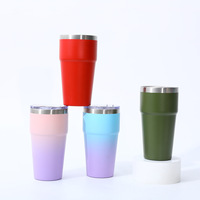 Ventes directes usine : Tasse à café isotherme en acier inoxydable de 20 et 30 oz, portable, avec couvercle, poignée et paille