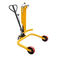 Chariot à main hydraulique en acier avec plateforme, poignée extensible, 3 roues en polyuréthane pour capacité de levage et de transport de fûts de 350 kg