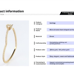 Fashion Jewelry Eco-friendly Copper Gold Plated Micro Pave Zircon High Quality Dainty Non Tarnish Big Heart Shape Hoop Earring - Product Image 2