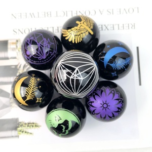 Bola de esferas de cristal de obsidiana negra pulida de alta calidad con patrón artesanías de cristal de piedra cruda para regalos decorativos - Product Image 4