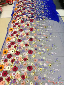 T-mart Most Popular Tulle Lace Fabric for Wedding Dress Hot Sale <strong>Sunflower</strong> Floating <strong>Embroidered</strong> 3D Flower Net Lace Fabrics - Product Image 6