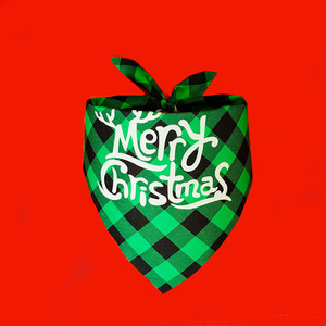 Christmas Pet Triangular <b>Scarf</b> Checkered Pattern Customizable Dog Cat Accessory Winter Holiday Wear - Product Image 3