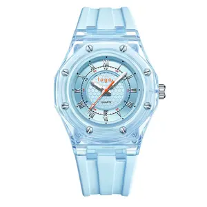 Ladies Clearly Quartz Watch Stylish Crystal Waterproof Transparent Case Sport Watches