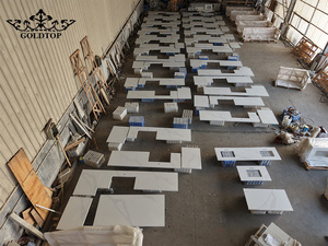 Losas de Cuarzo GOLDTOP de Lujo, Pulido 5052 Calacatta Leon, Vetas Grises, Duraderas y Resistentes al Calor, para Cubiertas de Cocina Modernas y Mesas de Comedor - Product Image 2