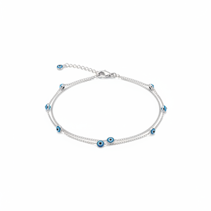Minimal Eye <b>Bead</b> Double Trendy Chain Popular Turkish <b>Bracelet</b> Handcrafted 925 Sterling Silver Jewelry - Product Image 2
