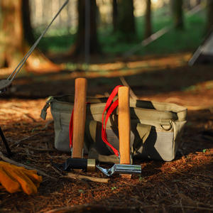 Marteau en cuivre avec manche en bois, marteau de tente 30x11,5 cm, outil de camping multifonctionnel pour l'extérieur avec sac pour le fixation des piquets de bâche - Product Image 1