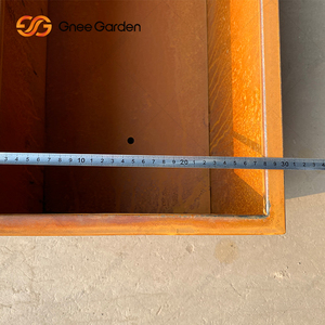 Grande jardinière carrée en acier corten de 28 pouces Pot de fleur extérieur en métal de style américain pour la maison et le jardin - Product Image 6