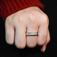 Bague en platine populaire MaiYi en gros, bijoux fins, bague personnalisée pour homme, bague éternité commémorative avec empreinte digitale sur mesure