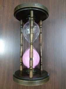Vintage Metal Glass Sand <b>Hourglass</b> 15 Min <b>Timer</b> Round Tabletop Decor for Office Home Study - Product Image 1
