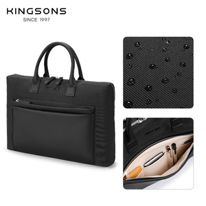 Kingsons Business Briefcase Black Oxford Cloth Large Capacity Zipper Closure Soft Handle For Office Travel 2025 Winter - Product Image 3