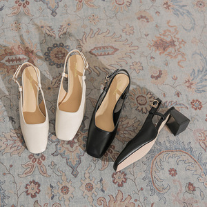 Zapatos de Tacón Alto con Tira en el Tobillo, Punta Cuadrada, Charol, Tacón Grueso, Zapatos de Moda para Mujer, Todas las Temporadas, Correa con Hebilla, Color Sólido - Product Image 2