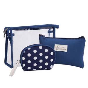 Sacs de voyage cosmétiques mignons en PVC transparent avec fermeture éclair, résistants à l'eau, à poignée souple, vente en gros Chine, OEM, 3 ensembles - Product Image 5