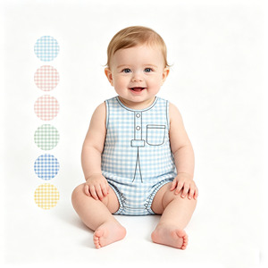 Custom Boutique Colorful Plaid <b>Kids</b> Clothes Baby <b>Bubble</b> Romper Unisex Wholesale Boutique Newborn Clothes New Styles - Product Image 1