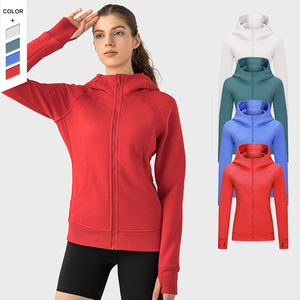 Vente chaude veste pour femmes légère fermeture à glissière complète à capuche coupe-vent respirant séchage rapide coton Fitness vêtements imprimer - Product Image 6