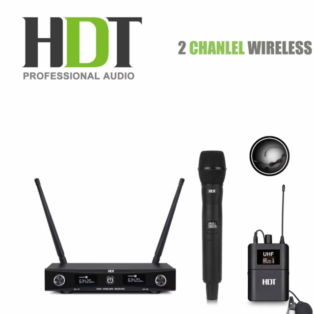 2 CHANNEL UHF Microphone Fixed Frequency 500-700MHz 40m Range
