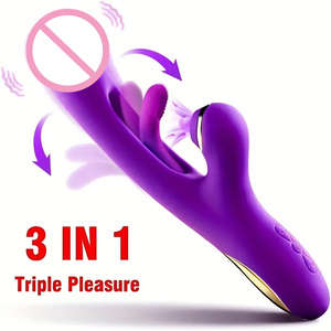 Vibrador Clitoral 3 en 1 con Funciones de Aplastamiento, Succión y Vibración, Juguete de Estimulación para Adultos de Color Morado para Mayor Placer - Product Image 1