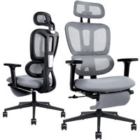 Grande et haute chaise de bureau en maille avec repose-pieds appuie-tête réglable chaise de bureau en maille chaise de bureau ergonomique pour personnes lourdes