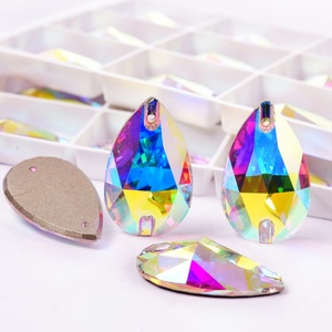 OLeeya Factory Wholesale Teardrop Top 5A Bevel Glass Flat <b>Back</b> Sewing <b>Drop</b> Crystal AB Sew on Rhinestones for Garment Accessories - Product Image 3
