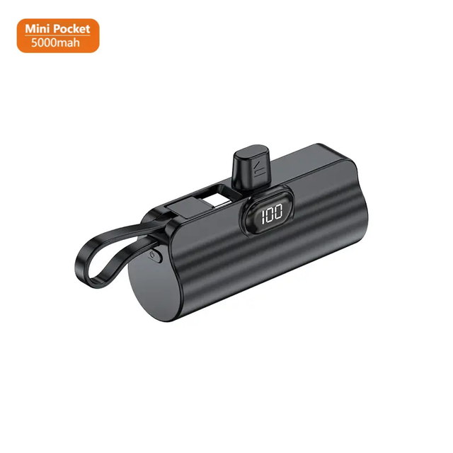 Mini Pocket Portable 2 in 1 Plug in Charger Powerbank Portable Charge Power Bank 5000mAh With Cable
