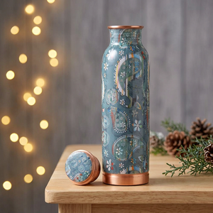 Meena Artwork Pure Copper <b>Water</b> <b>Bottle</b> Design Designer Copper <b>Bottle</b> Copper Ayurvedic <b>Bottle</b> with Mandala Print - Product Image 1