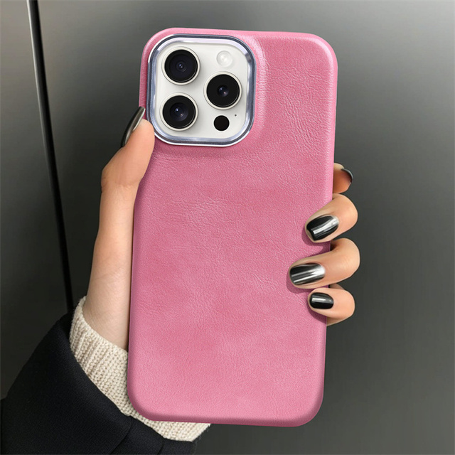 Lichicase Simple Solid Color Leather Cellphone Covers for vivo X300 X300 Pro Metal Camera Lens Mobile Case