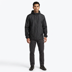 Chaqueta Cortavientos Impermeable para Hombre con Capucha y Cuello Alto, Diseño Reflectante y Logotipo Frontal para Senderismo y Trail Running - Product Image 1