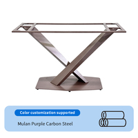 Base de table à manger en acier au carbone en forme de X pour plateau en pierre frittée, projet hôtelier, vente en gros d'usine, OEM ODM