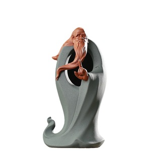 Zen-inspired Tea Pet Ornament Lao Tzu Statue Ceramic Figure Zisha Material Living Room <b>Decoration</b> - Product Image 5