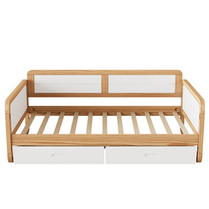 Canapé-lit en bois massif avec 2 tiroirs pour les chambres d'enfants, meubles de chambre à coucher - Product Image 1