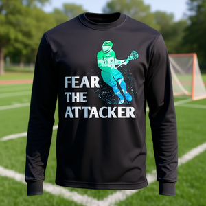 T-shirt à manches longues pour hommes et garçons Fear the Attacker Lacrosse Goalie Stick & Helmet - Product Image 3