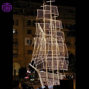 ไฟ LED รูปเรือกันน้ำ ตกแต่งภายนอกอาคาร โคมไฟเรือใบ ตกแต่งสวนคริสต์มาส งานปาร์ตี้วันหยุด - Product Image 6