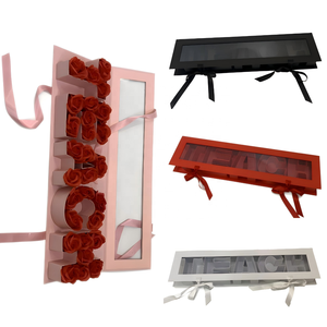 Chất Lượng Cao Trong Suốt <span class=keywords><strong>PVC</strong></span> Cửa Sổ Sáng Tạo Hình Chữ Nhật Hộp Hoa Với Ribbon Cho Giáo Sư Món Quà Ngày Hộp Giấy - Product Image 1