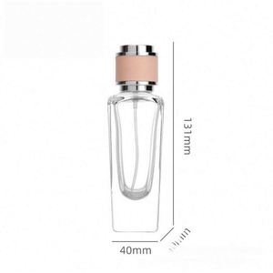 Luxury 50ml Flat Empty Glass Perfume <b>Bottle</b> High Quality Vintage Glass Atomizer Pump Sprayer Lid <b>Diffuser</b> Screen Printed - Product Image 5