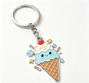 Custom Kawaii Ice Cream Keychain Enamel Metal Key <b>Ring</b> <b>Cartoon</b> Dessert Pendant Gift Souvenir - Product Image 1