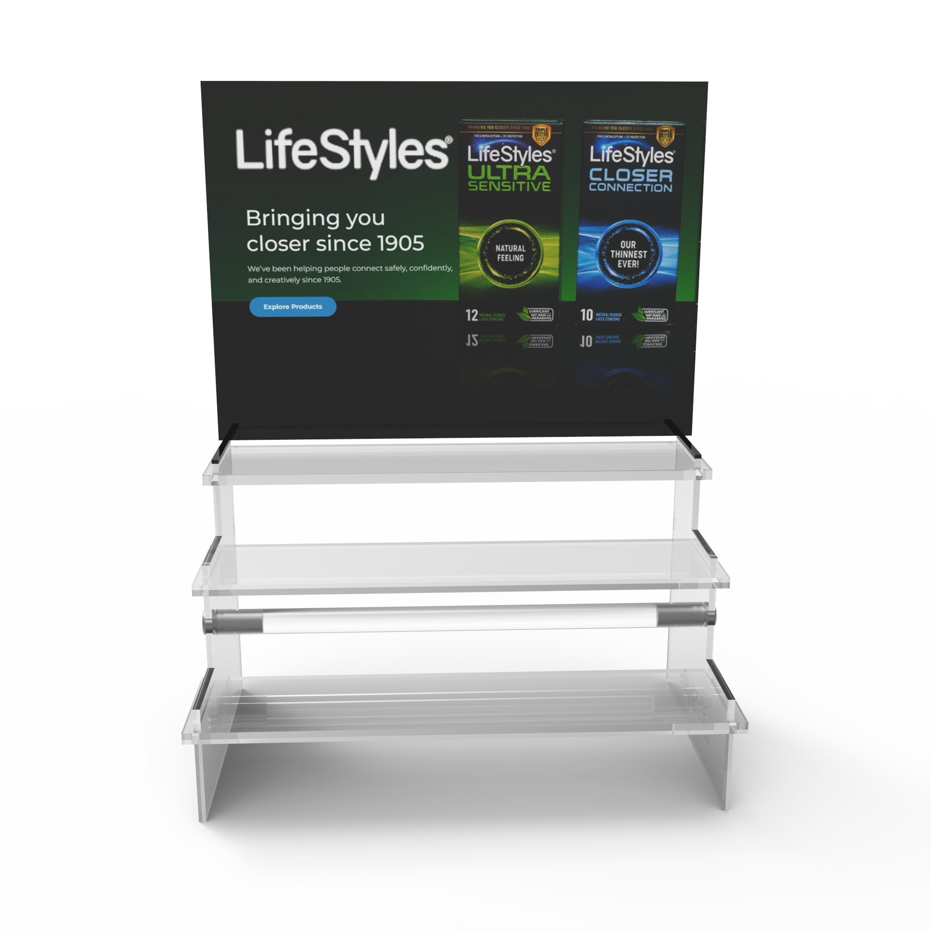 Apache Modern Customizable Acrylic Condom Pallet Display Stand with Carton Packaging for Retail Supermarkets — view 5