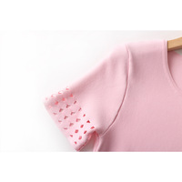 Robe décontractée à col rond de haute qualité, vente en gros, mode printemps, robe amincissante rose à découpes, manches courtes, pour tous les jours
