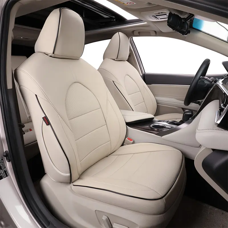 EKR Fábrica Direta Premium Couro Bege 5 Assentos Fit Conjunto Completo Personalizado Capas de Assento de Carro para Toyota Camry 2016